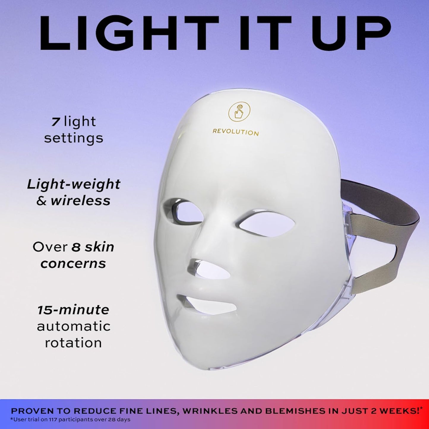 Miracle LED Face Mask, Red & Blue Skincare Light Therapy, 90 Bulbs, Anti-Ageing & Improves Skin Texture, for Radiant Glowing Skin