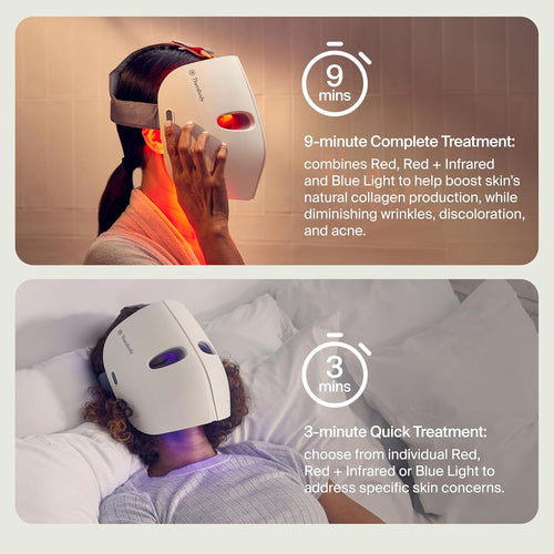 Mask by Therabody - LED Light Therapy Skincare Face Mask with Vibrating Massage - Blue & Red Light Therapy and Facial Massager for Wrinkles, Skin Tightening & Dark Spots - FSA Eligible