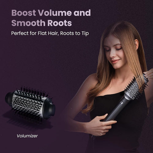 Fusionpro 6-In-1 Hot Air Styler & Thermal Brush, 2X Coanda Wrap Curler with 1.25" Barrel for Better Suction & Long-Lasting Curls, Dual-Power Fast Shiny Straightening, Sleek Black Set