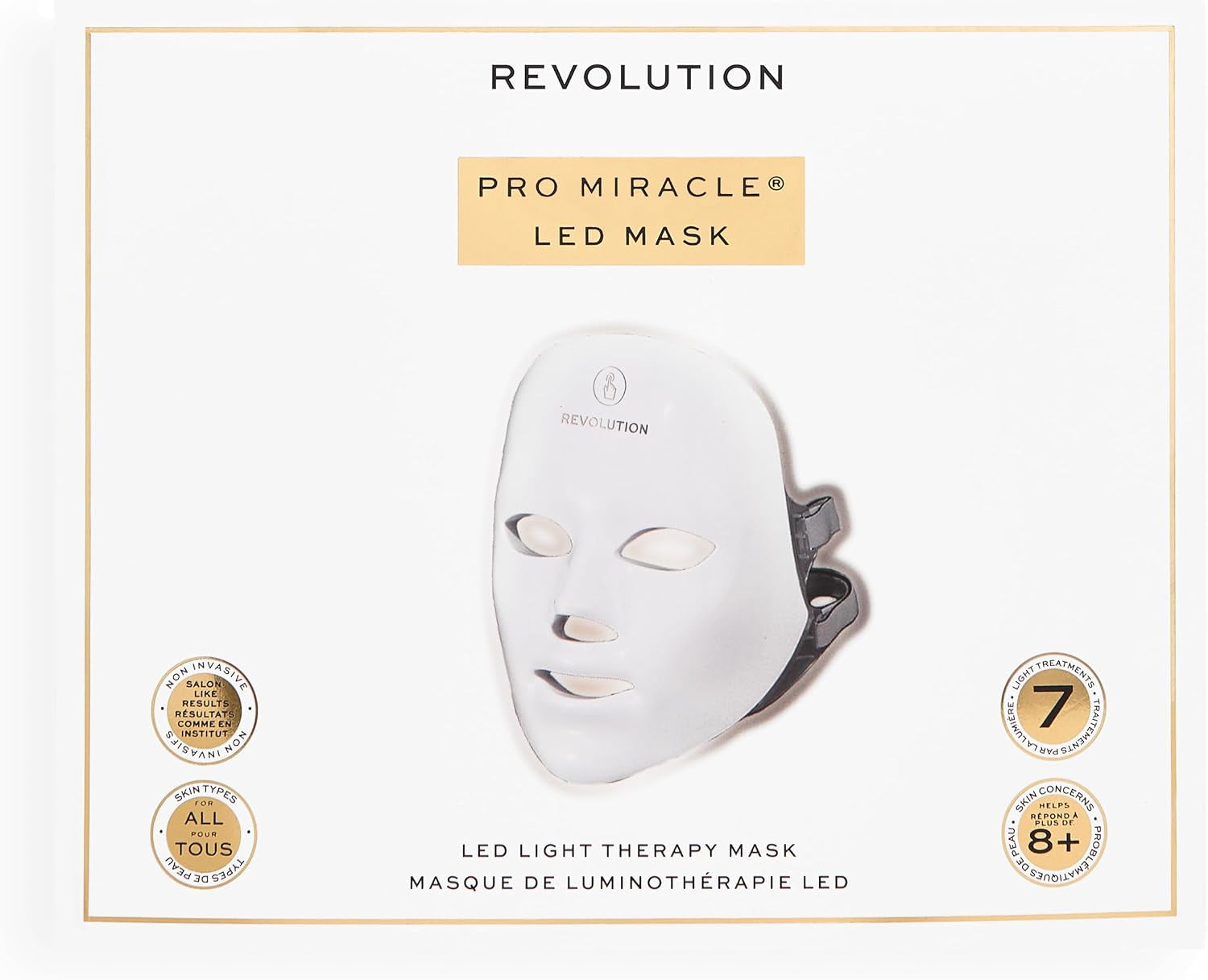 Miracle LED Face Mask, Red & Blue Skincare Light Therapy, 90 Bulbs, Anti-Ageing & Improves Skin Texture, for Radiant Glowing Skin