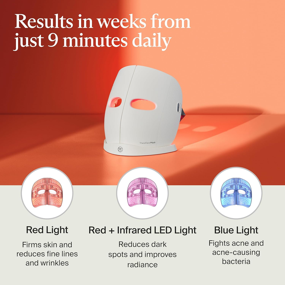 Mask by Therabody - LED Light Therapy Skincare Face Mask with Vibrating Massage - Blue & Red Light Therapy and Facial Massager for Wrinkles, Skin Tightening & Dark Spots - FSA Eligible