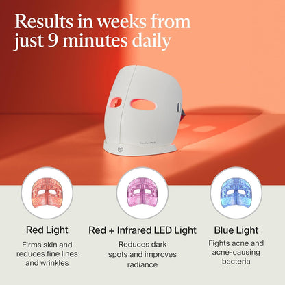 Mask by Therabody - LED Light Therapy Skincare Face Mask with Vibrating Massage - Blue & Red Light Therapy and Facial Massager for Wrinkles, Skin Tightening & Dark Spots - FSA Eligible